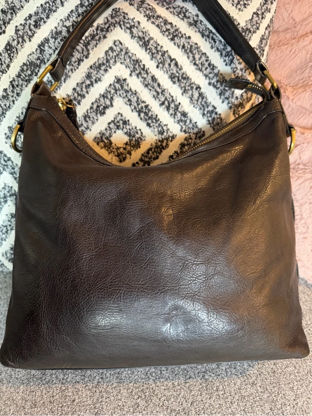 Vintage Dark Brown Frye Claude Hobo Shoulder Bag